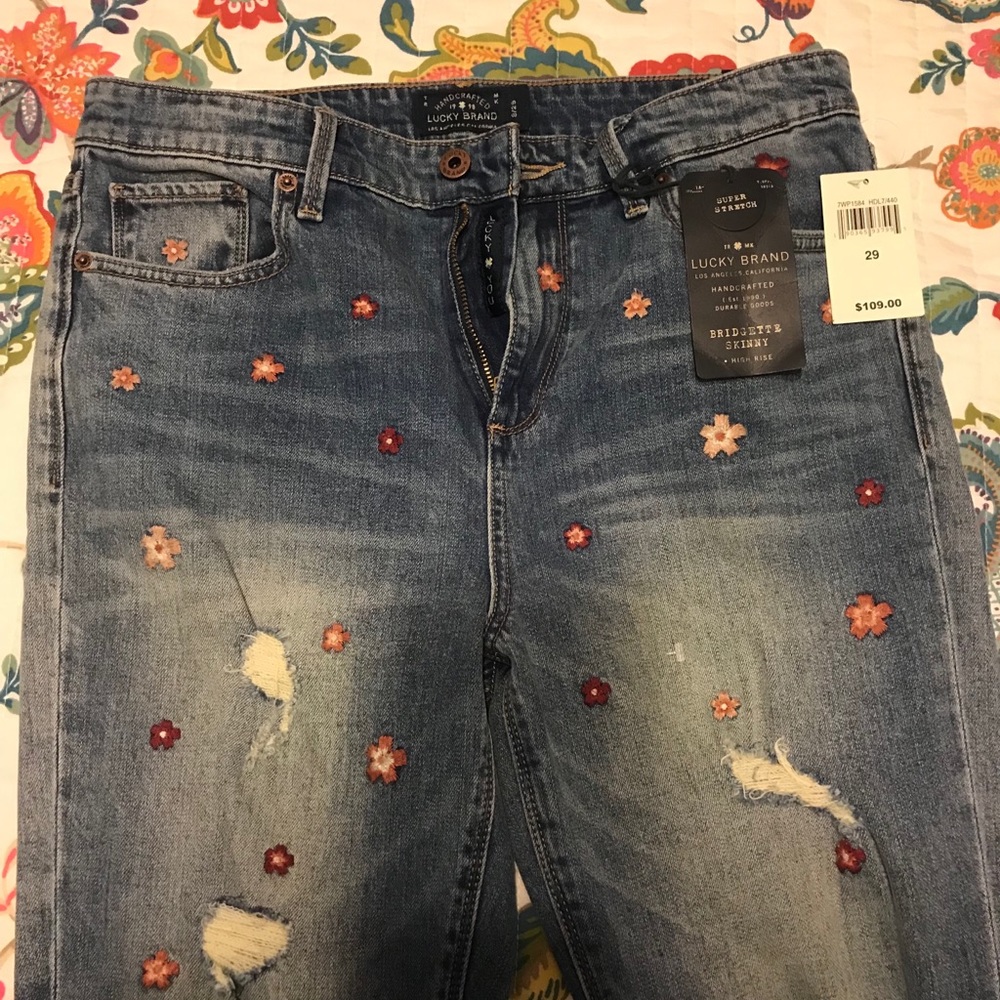 🍀Lucky Brand Bridgette Skinny floral jeans🍀 - Picture 1 of 6